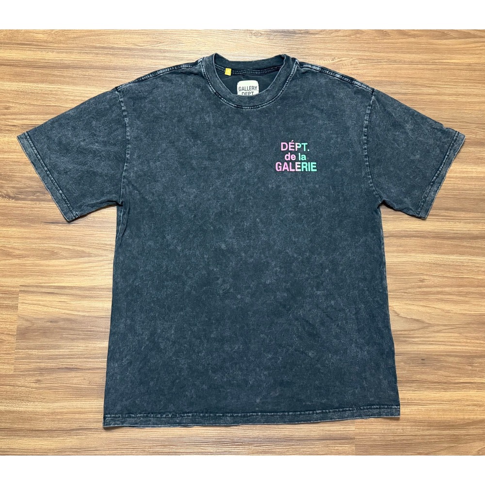 Gallery Dept "Dept de la Galerie" Acid Wash Grey T-Shirt Mens Sz XL Made in USA
